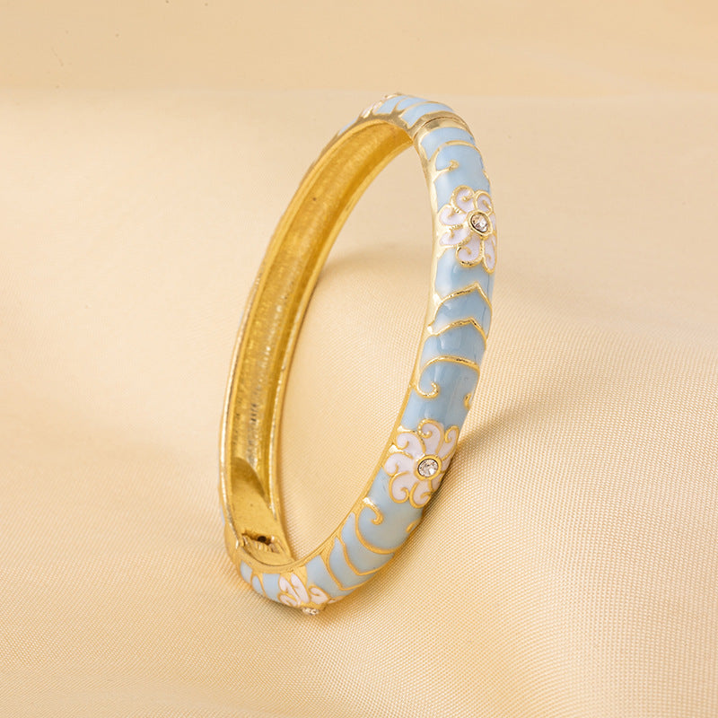 Cloisonne Enamel Fine Floral Vintage Drop Bracelet