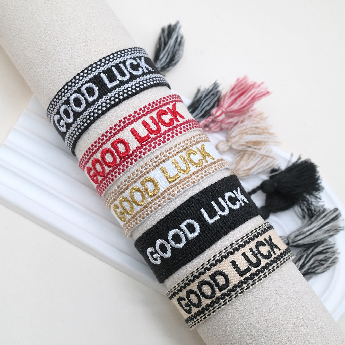 Embroidery Letters Hand-woven Tassel Unisex Party Bracelets