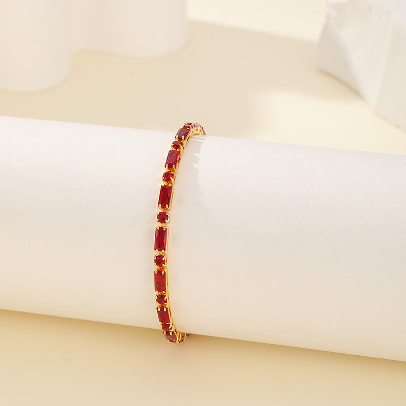Women's Luxury Fashion Square Zircon High-grade Dopamine Simple Exquisite Versatile Watch Bracelets