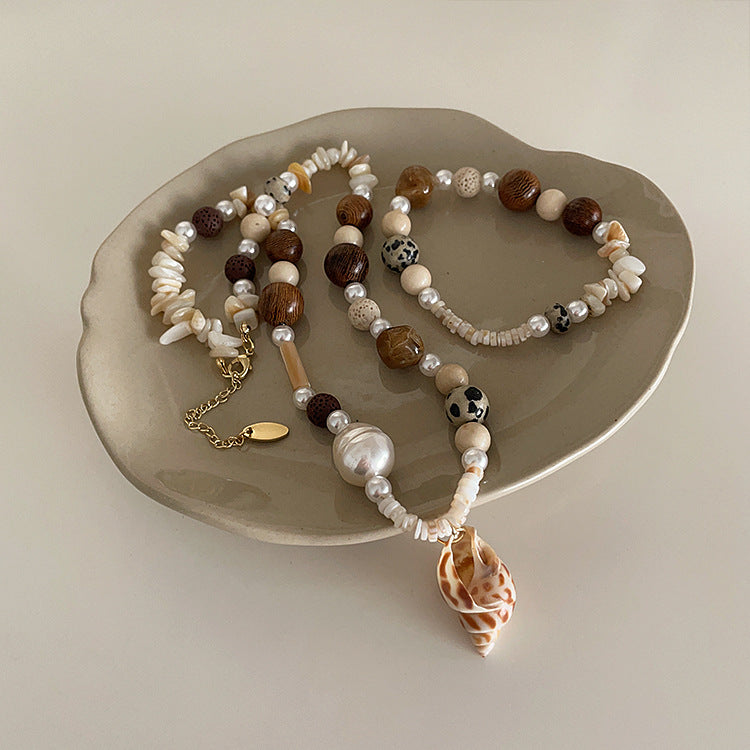 Chinese Style Natural Stone Shell Conch Bracelets