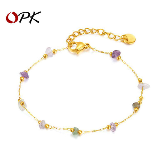 Women's Fashion Titanium Steel Gold Plated Chain Bracelets