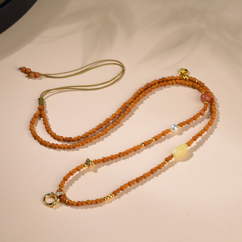 Style Olive Nut Gourd Rope Natural Beeswax South Red Universal Necklace