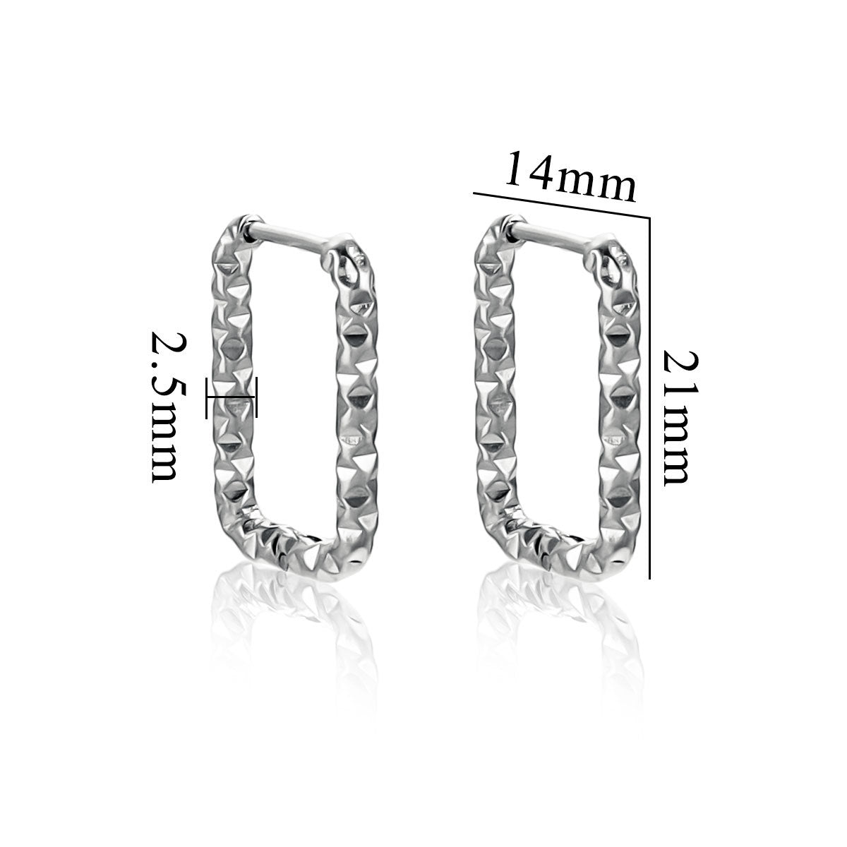 Niche Rectangular Irregular Hammer Pattern Clip High Fashion Personality Titanium Ear Buckle