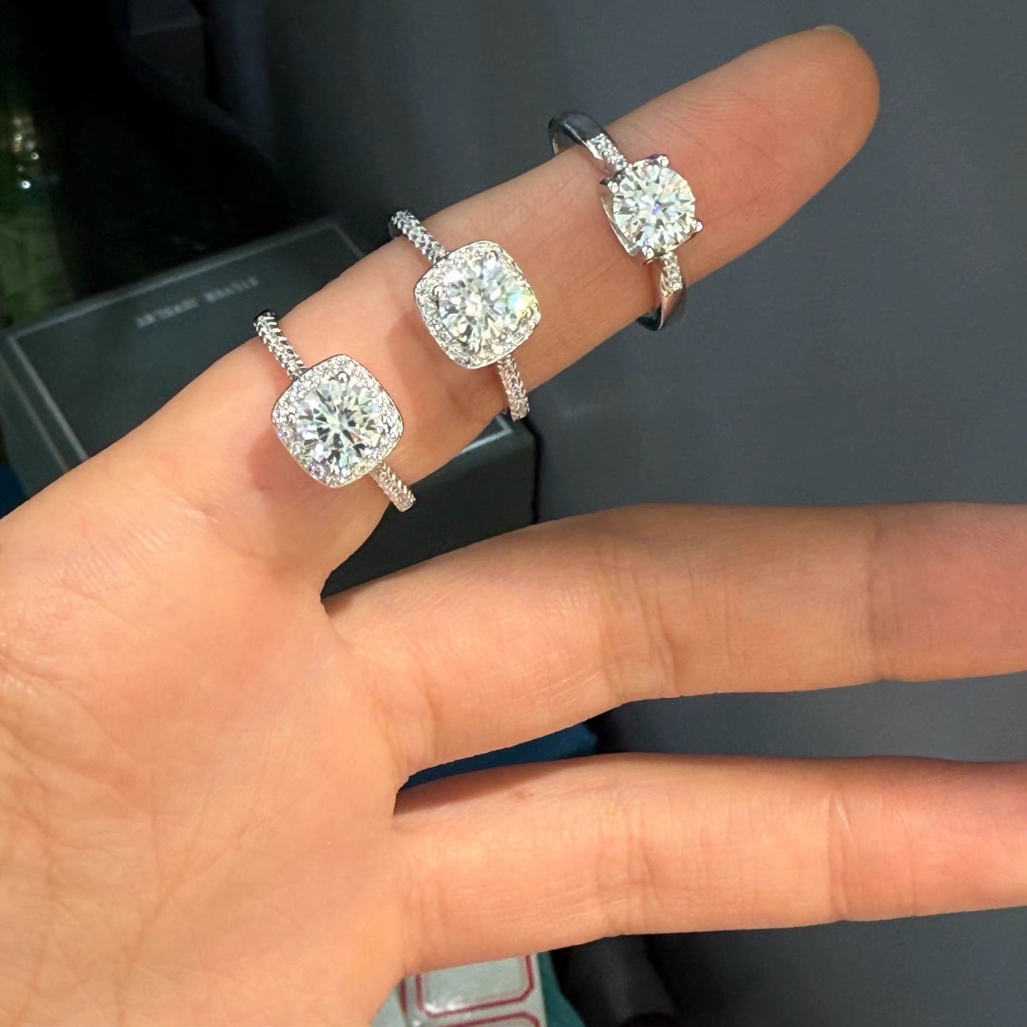 Women's Sugar Cube Light Luxury High-grade Sense Moissanite With Rings