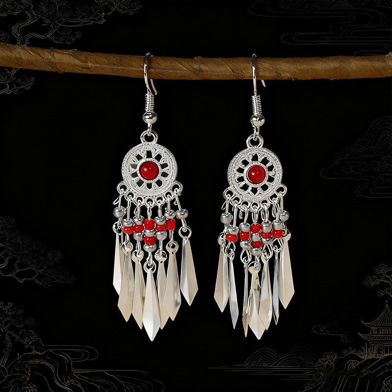 Bohemian Tassel Water Drop Summer Vacation Style Dopamine Earrings