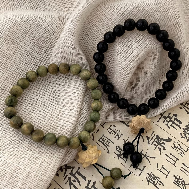 Bracelets en bois de santal vert et de style national pour femmes et hommes