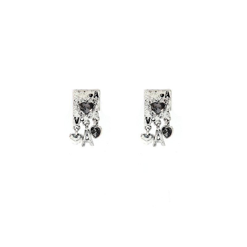 Women's Hop Playing Card Niche Design Distressed Earrings