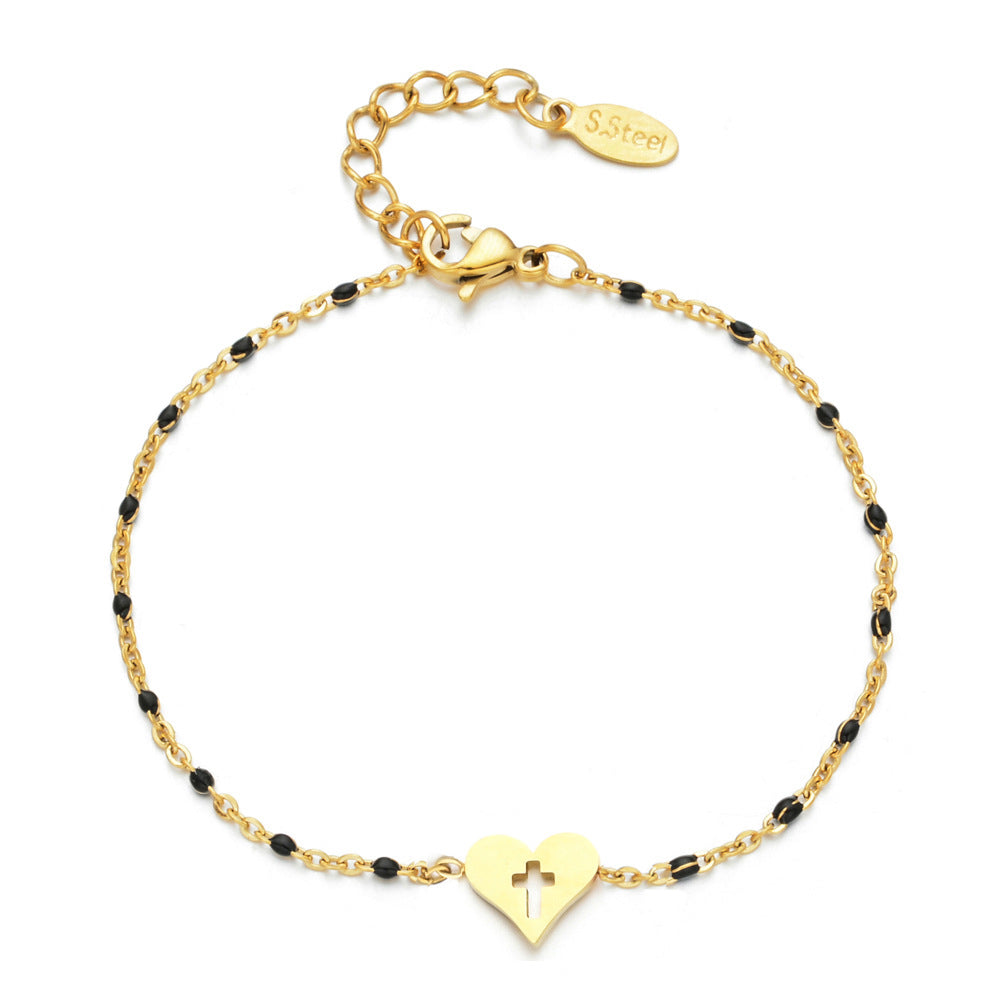 Stainless Steel Colorful Oil Female Creative Peach Heart Bracelets