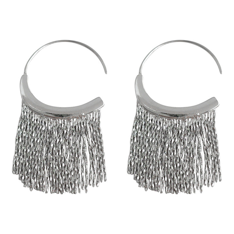 Advanced Simple Sier Tassel Temperamental Affordable Luxury Style Earrings