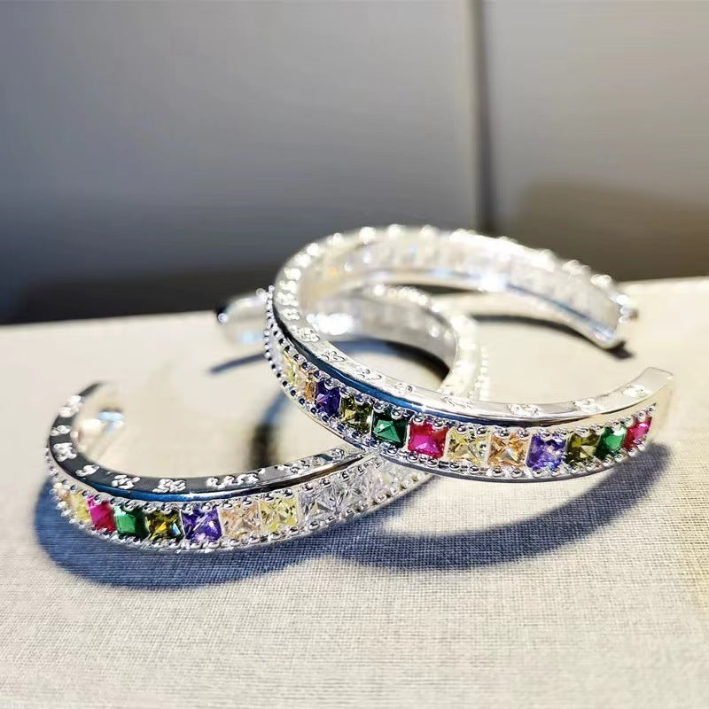 Dollar Man Colorful Female Opening Adjustable Imitation Moissanite Full Diamond Bracelets