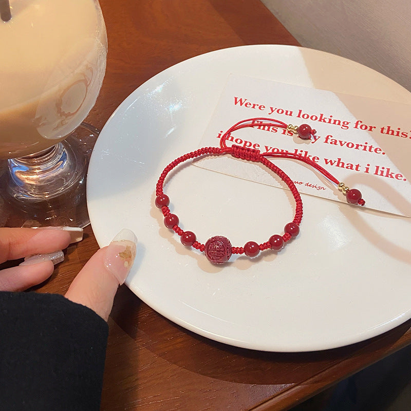 Bracelets de paix en corde rouge tissée au cinabre frais pour femmes