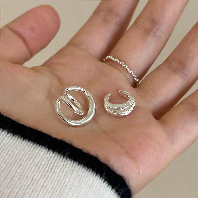 Women's Simple Lines Cross Bone Double Layer Small Sweet Rings