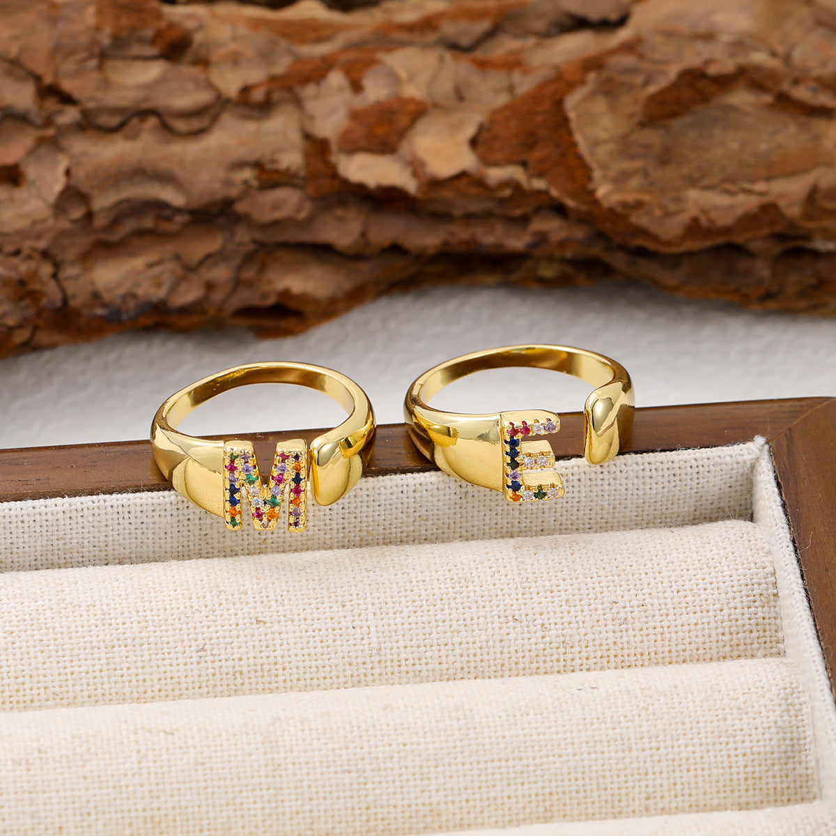 Letters Gold Plated Cell Phone Finger Ring