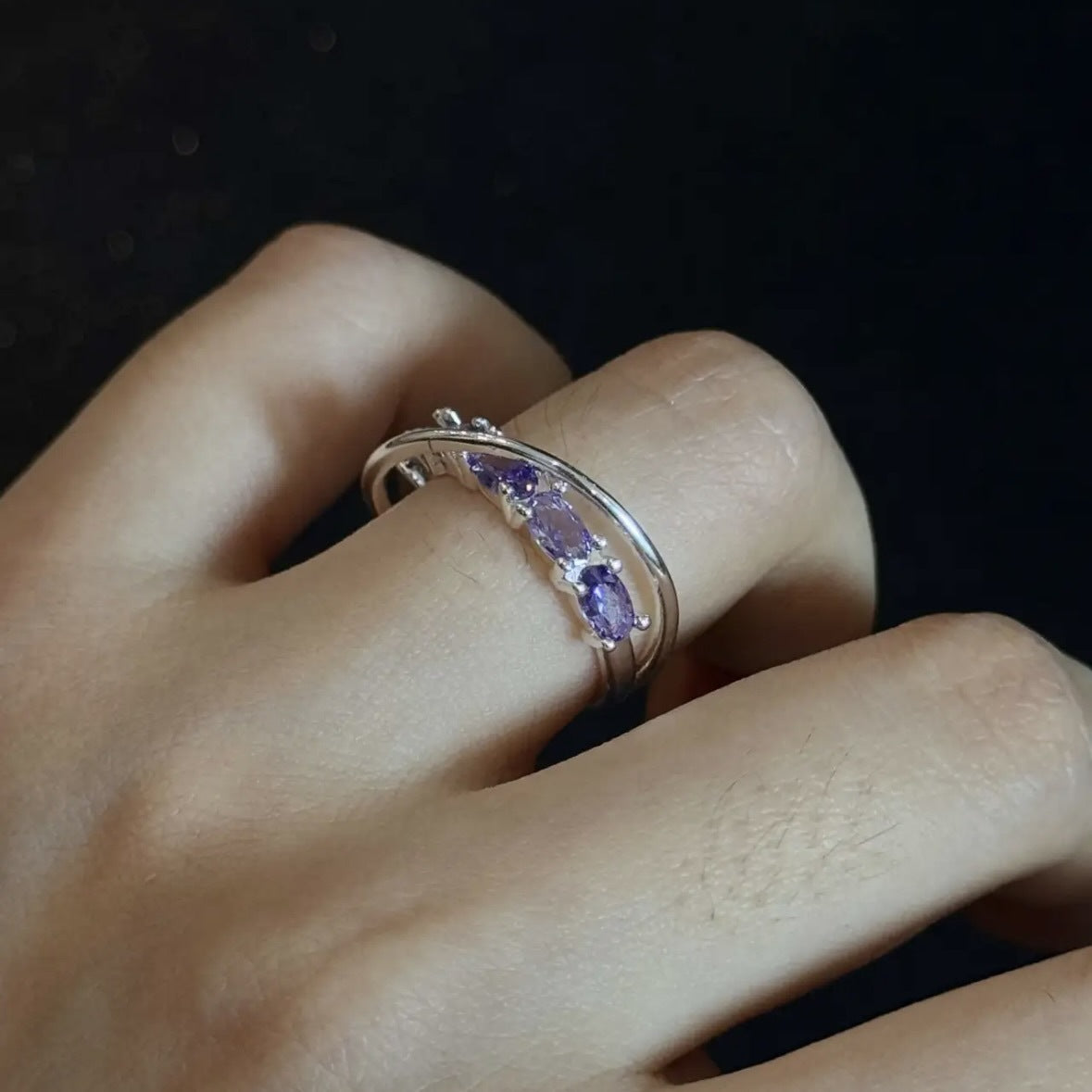 Women's Purple Track Style Light Luxury Versatile Exquisite Ring