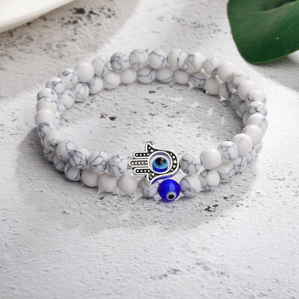 Women's Retro Simple Volcanic Rock Palm Eyes White-barked Bracelets