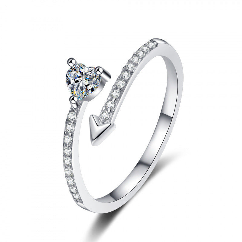 Heart Trendy Zircon Heart-piercing Couple Special Interest Light Luxury Advanced Ring