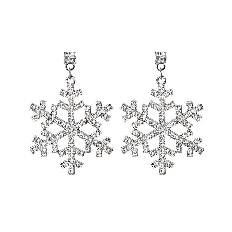 Rhinestone Snowflake Tassel Temperamental Cold Style Earrings