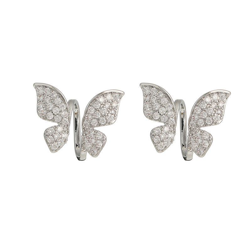 High-grade Full Diamond Exquisite Butterfly Light Earrings