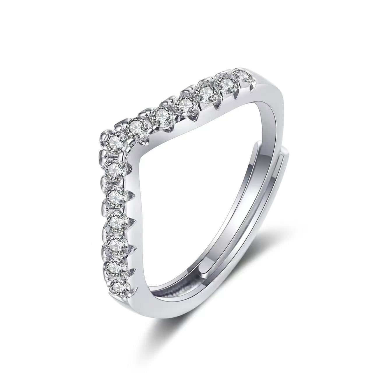 Women's Live Word Style Simple Guard Stackable Zircon Imitation Chic Light Rings