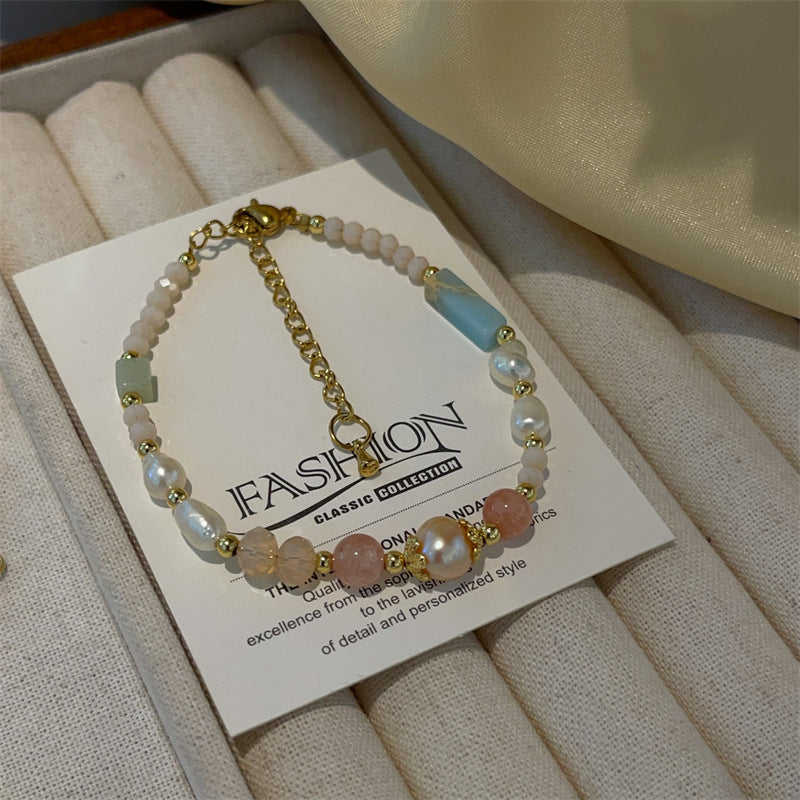 Personality Baroque Irregular Rose Stone Freshwater Pearl Female Temperament Drawable Jewelry Set