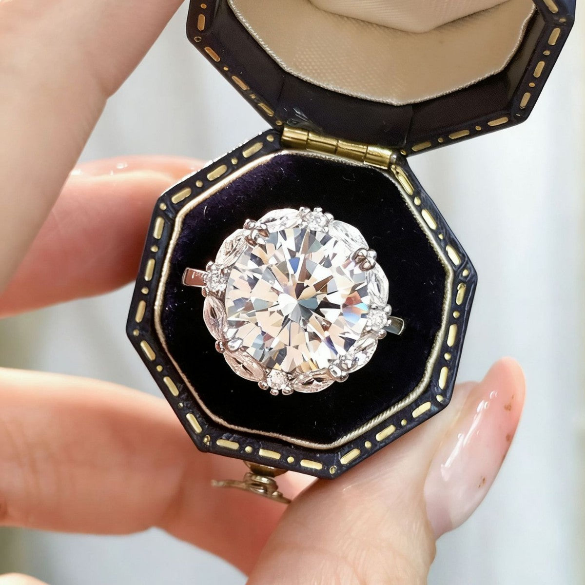 2 Karat Full Diamond Female Bud Proposal Bridal Bouquet Ring