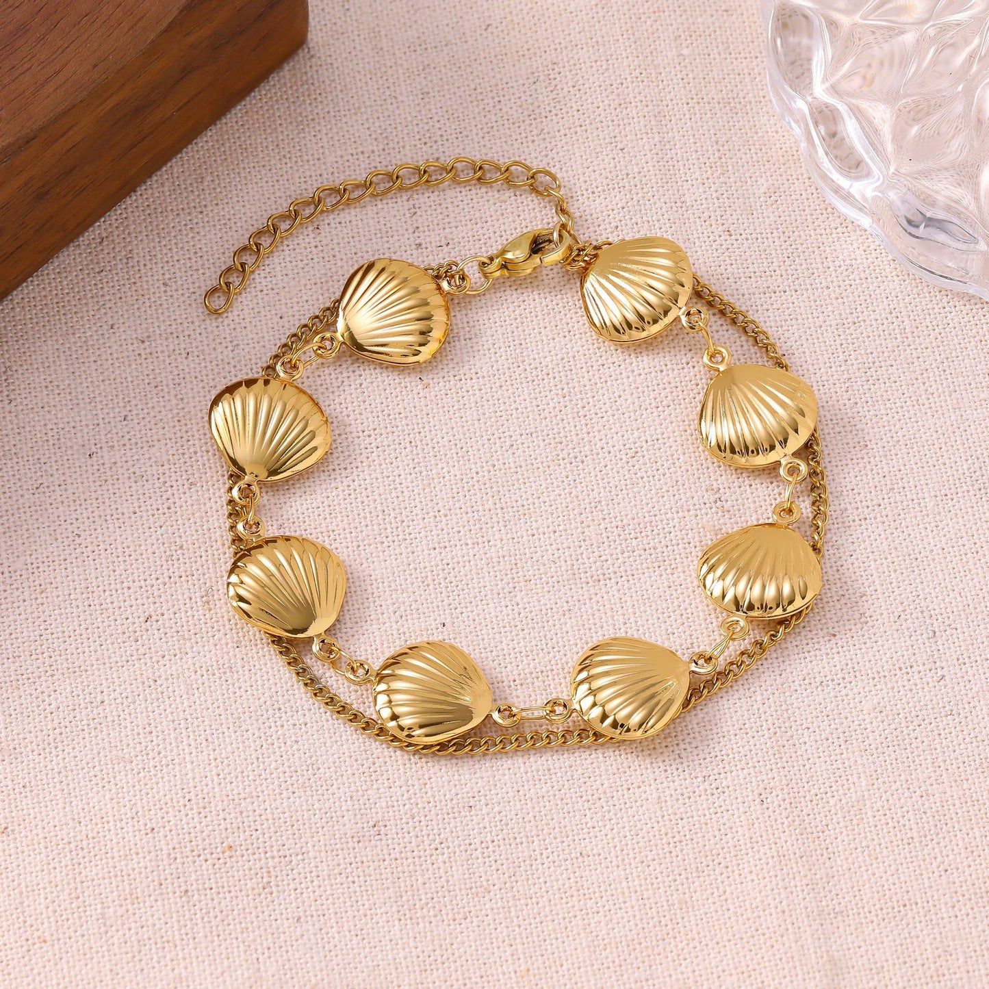Women's French Minority Simple Stainless Steel Double Layered Gold Titanium Bracelet