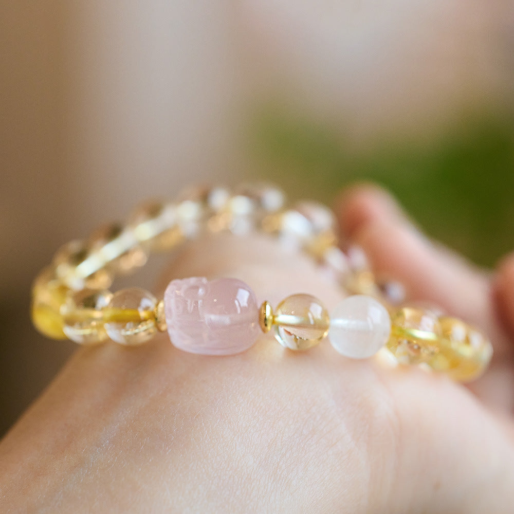 Natural Citrine Pi Female Wealth Rolling Pink Crystal Bracelets