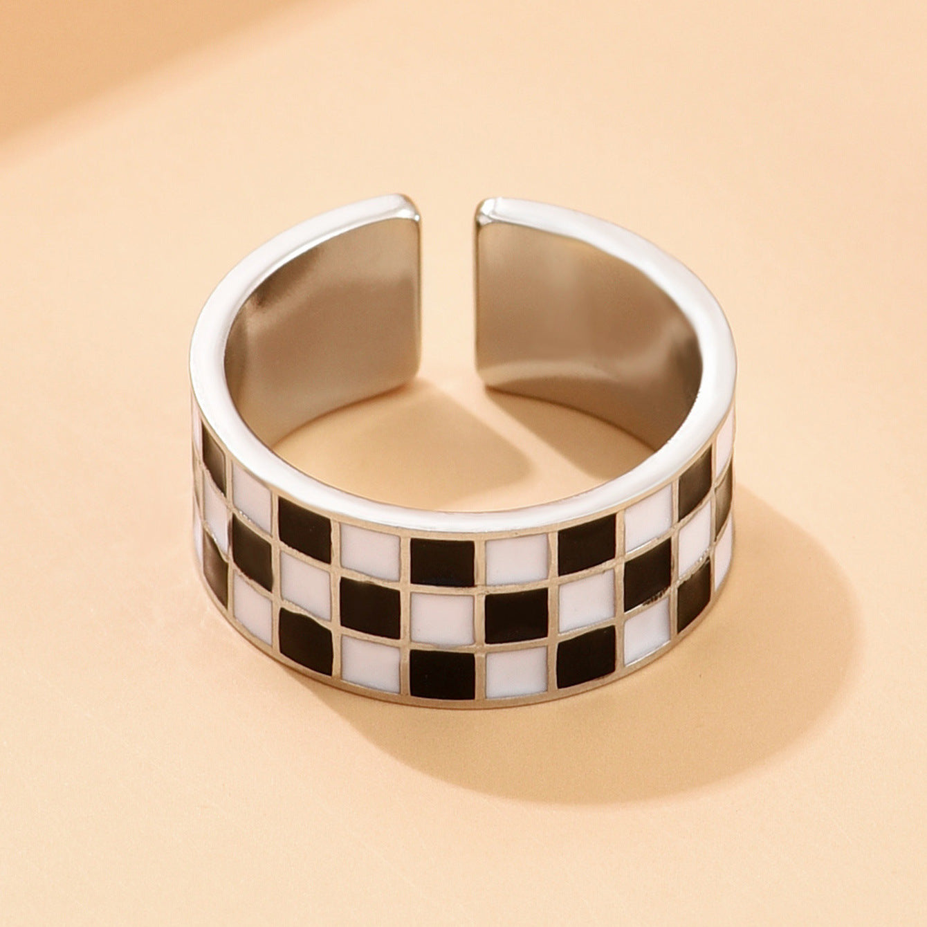 Female Simple Cold Style Titanium Steel High-grade Enamel Index Finger Ring