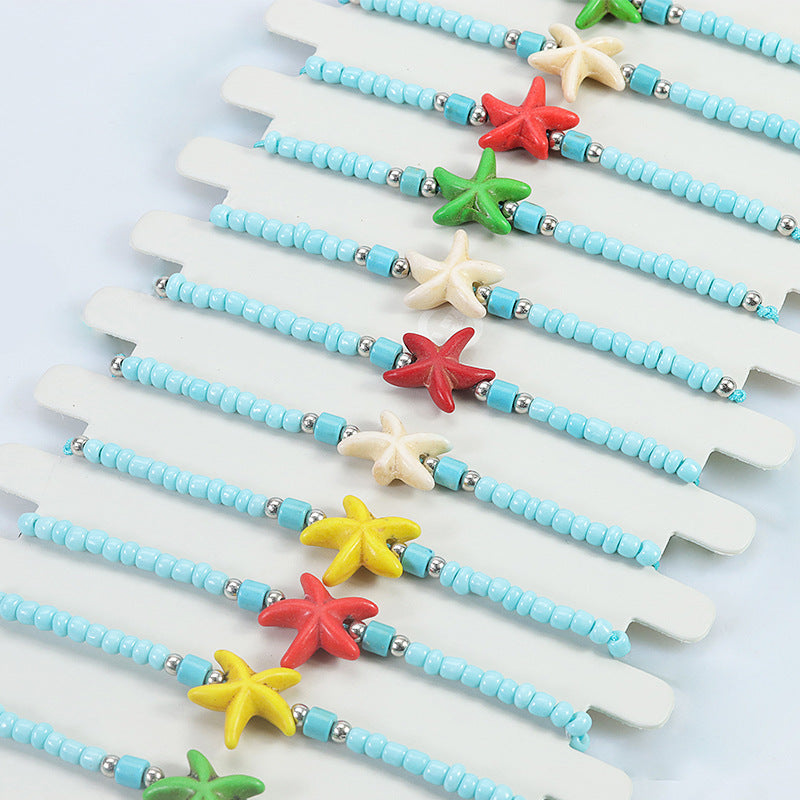 Ocean Beach Surfing Colorful Starfish Bead Bracelets