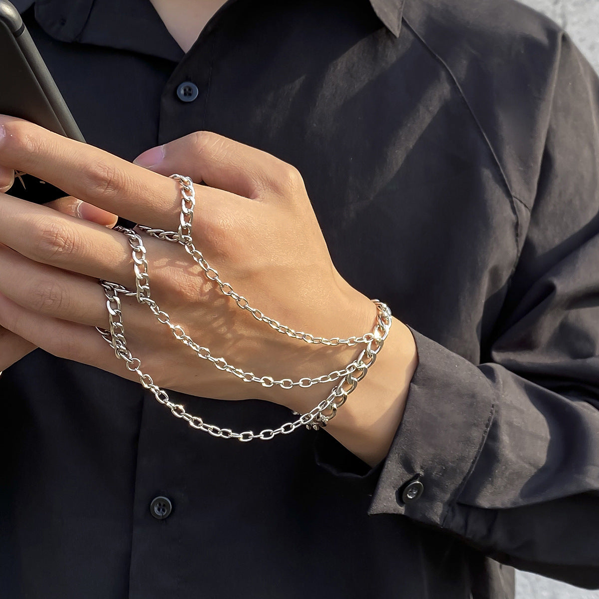 Bracelets de marée de rue exagérés de hip hop de chaîne en métal pour hommes