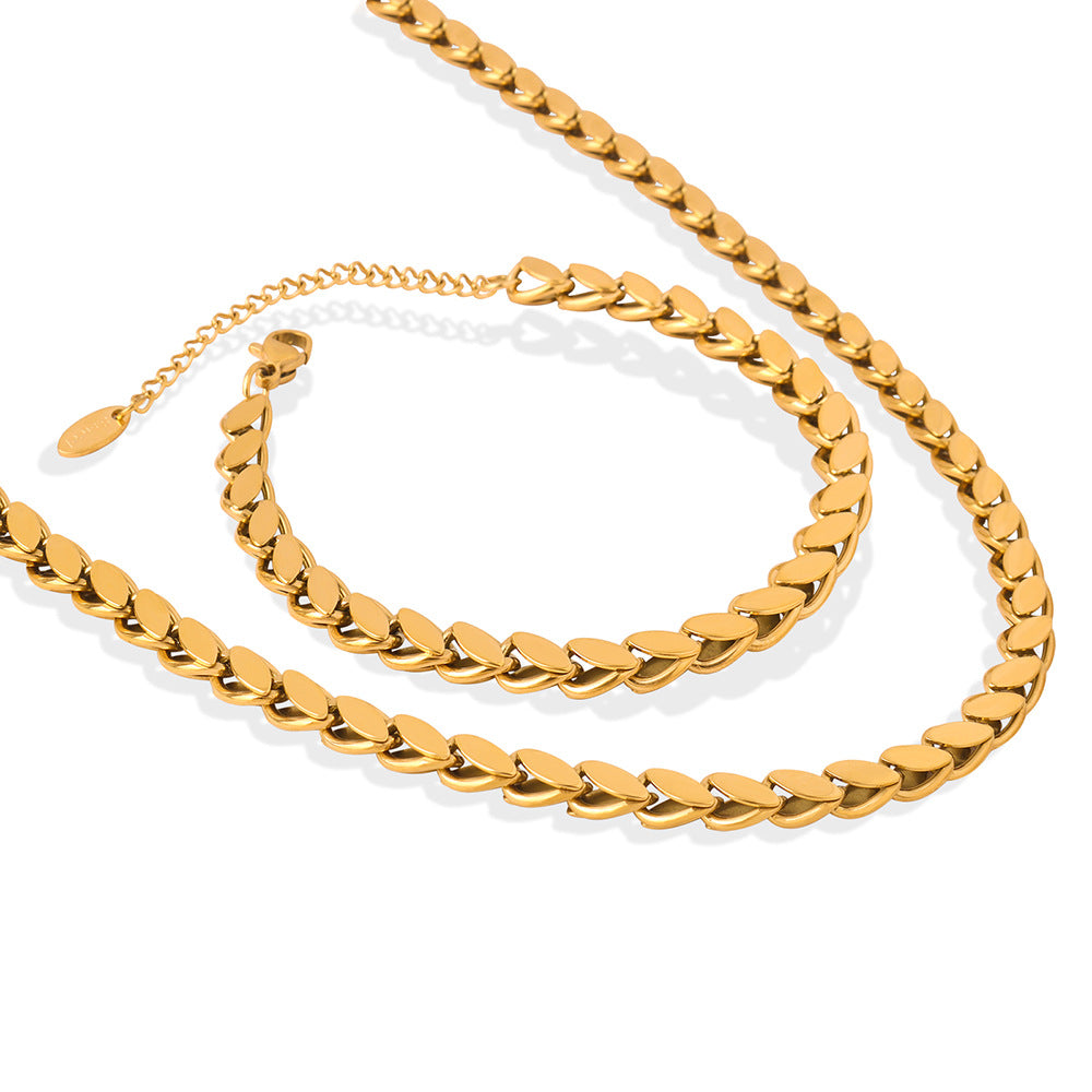 Xi Simple Stylish Personality Niche Oval Blade Stitching Jewelry Set