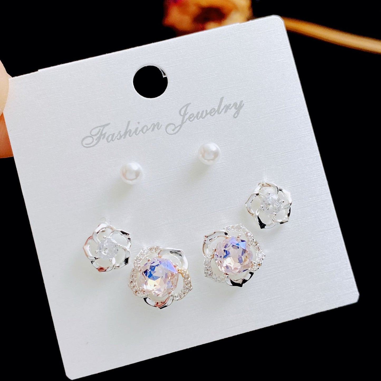 Women's Three Pairs Storage Ear High Sense Earrings