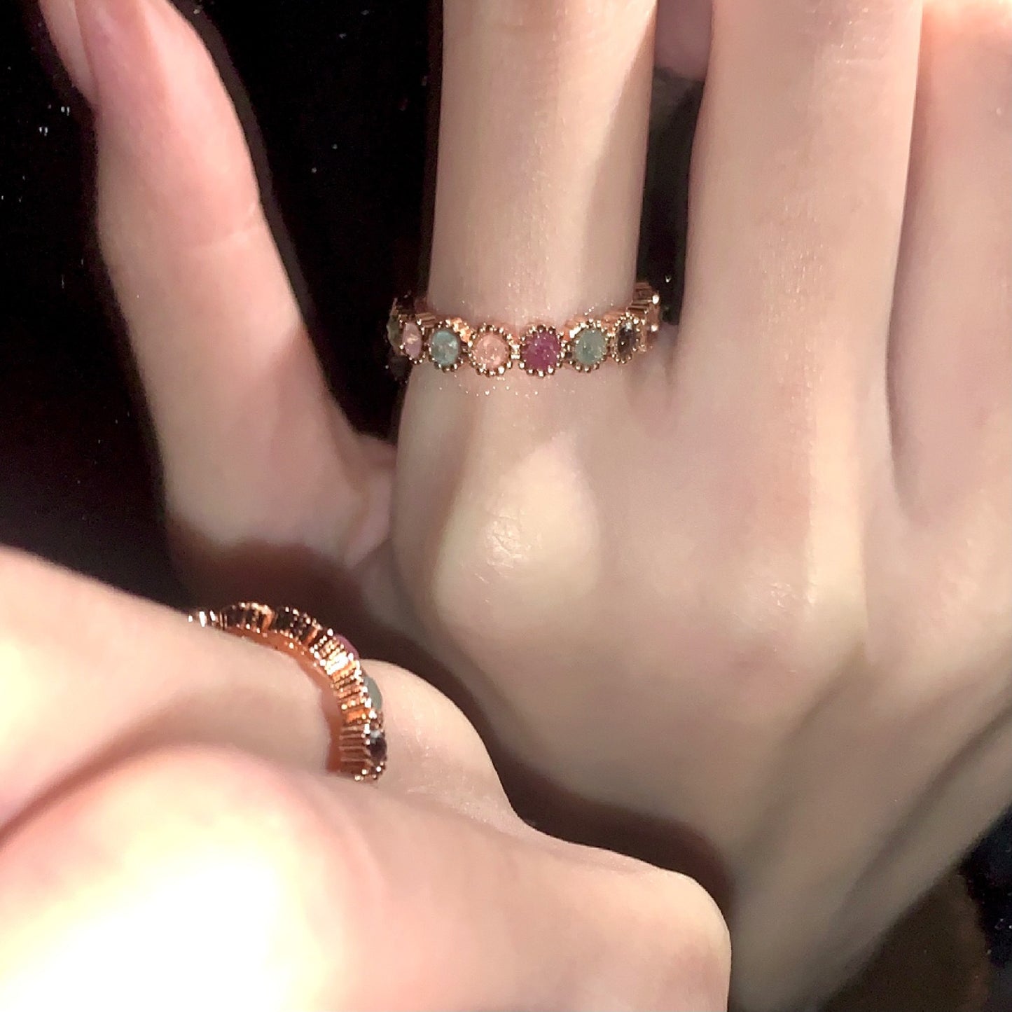 Tourmaline Rainbow High Sense Niche Style Fashion Sweet Ring