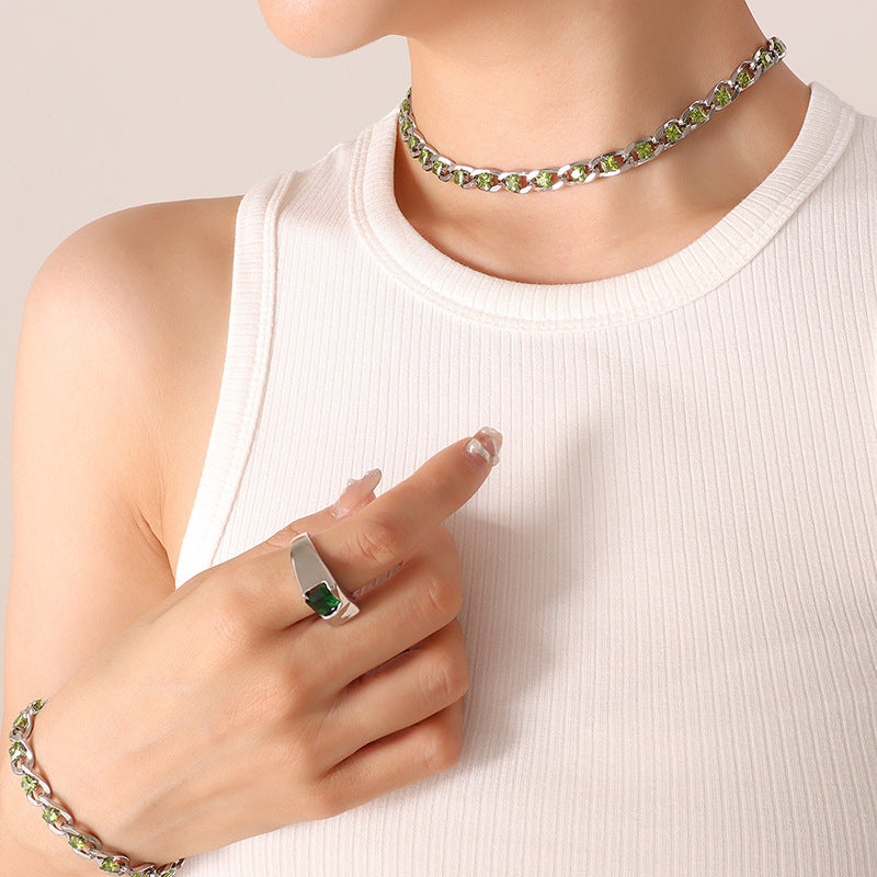 Colorful Zircon Diamond Light Luxury Delicate Jewelry Set