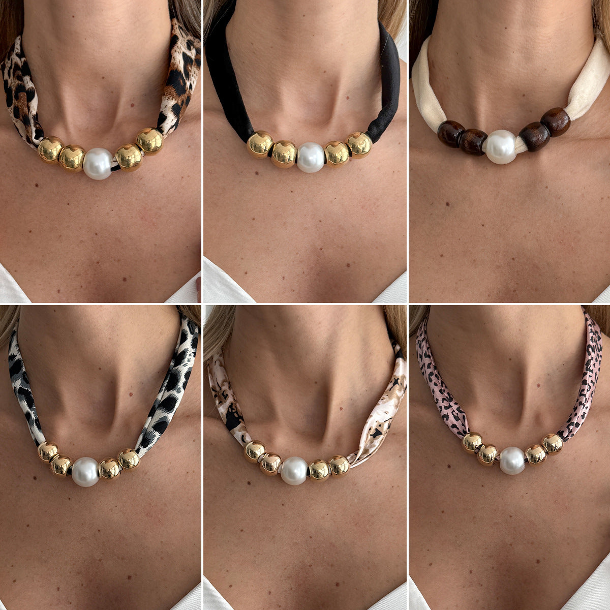 Leopard Print Silk Scarf Flannel Knotted Female Creative Imitation Necklace
