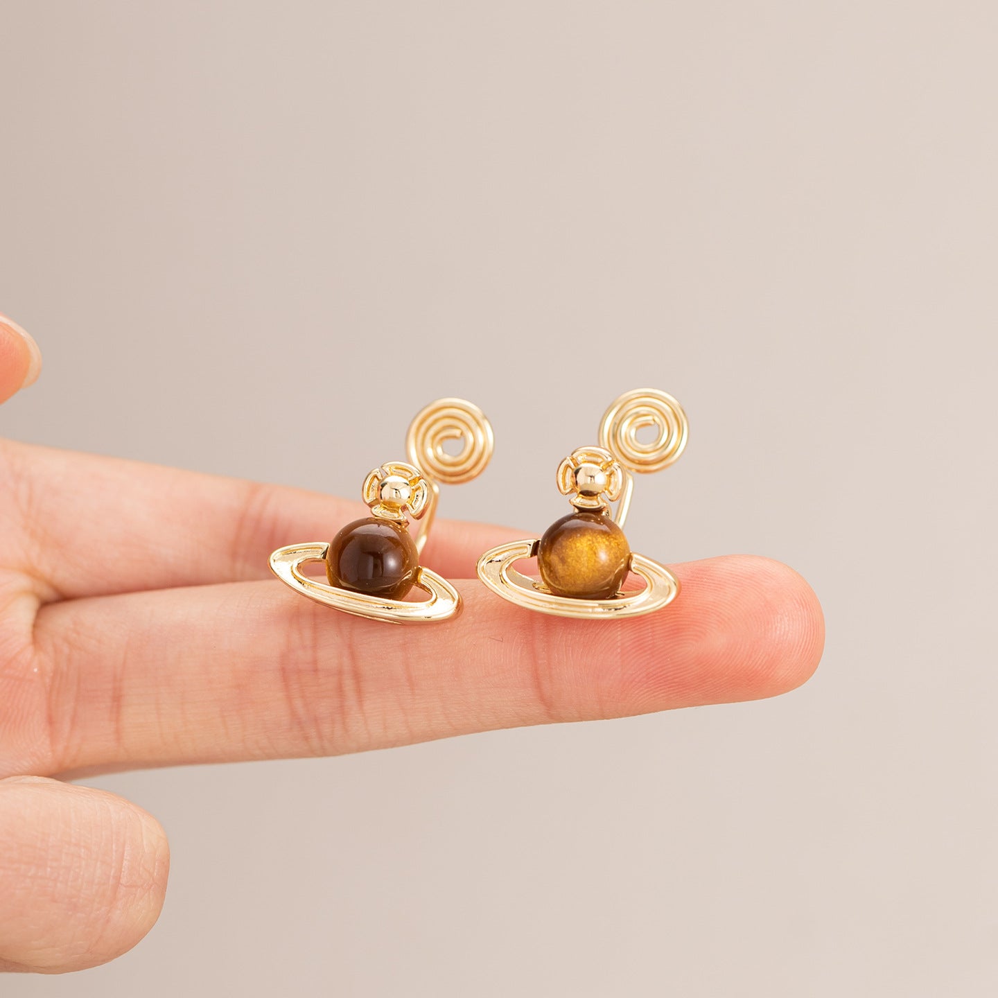 Golden Surrounding Ball Cute Childlike Cross Horn Without Ear Clip