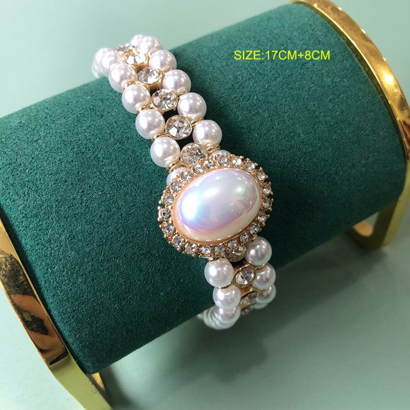 Women's Western Retro Mabe Pearl Ear Clip Hepburn Style Cheongsam Formal Jewelry Set