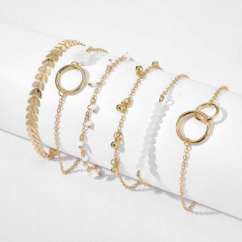 Ornement Simple Cercle Personnalité Petite Fleur Flèche Feuille Bracelets