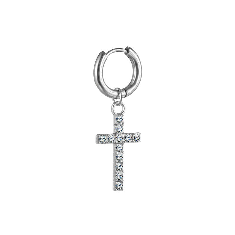 Women's & Men's Korean Fashion Trend Cross Titanium Steel Personalized Hip Hop Ear Buckle