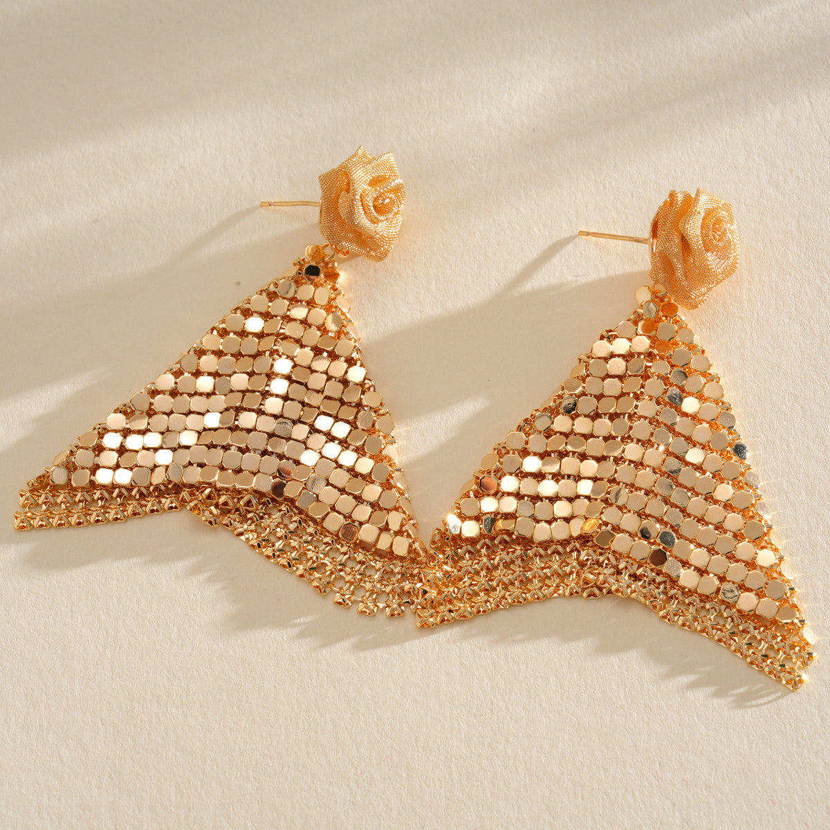 Sier Needle Matte Ear Hook Diamond Design Tassel Light Luxury Earrings