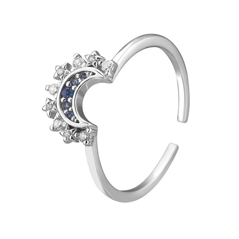 Sun Moon Lovers Couple Stacked Minimalist Design Ring