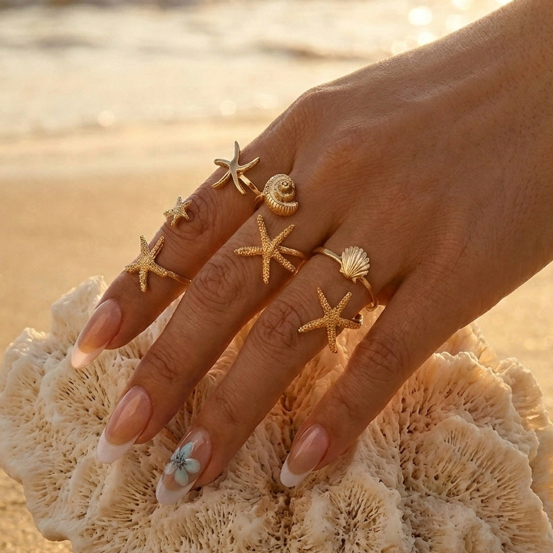 Open Pcs Seaside Vacation Style Shell Ring