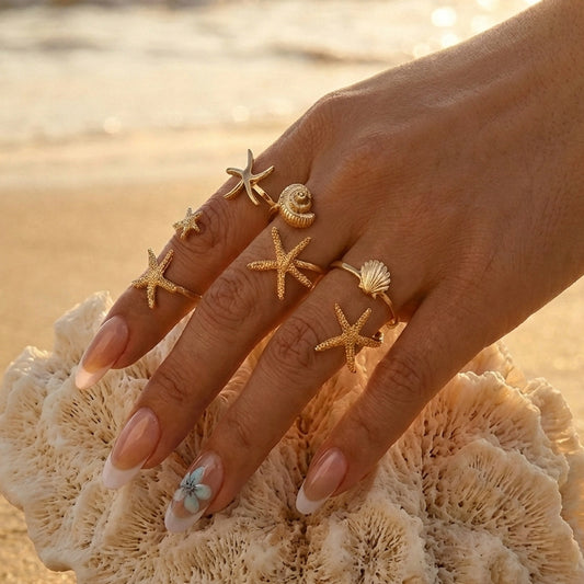 Open Pcs Seaside Vacation Style Shell Ring