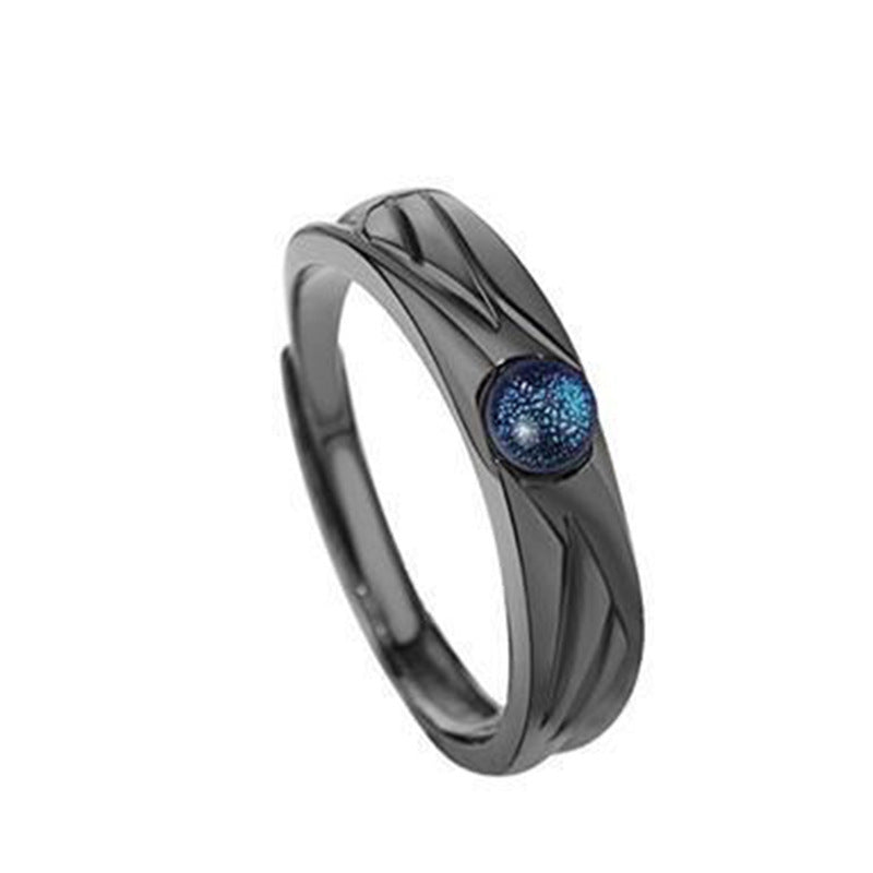 Demons Moonstone Couple Black White Pair Trendy Open Ring