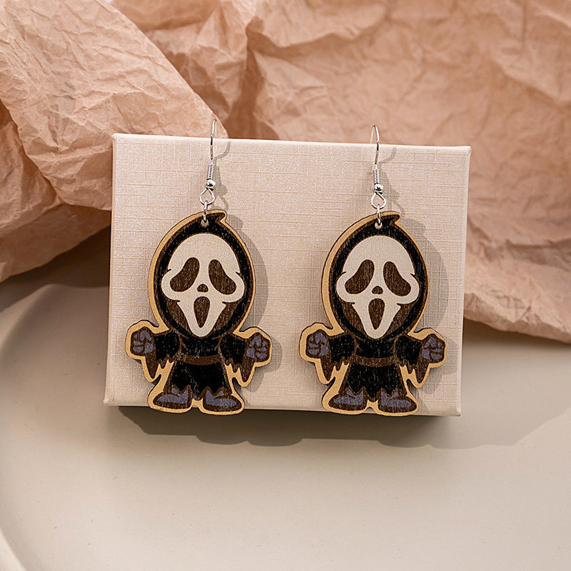 Halloween Pumpkin Funny Personality Ghost Face Earrings