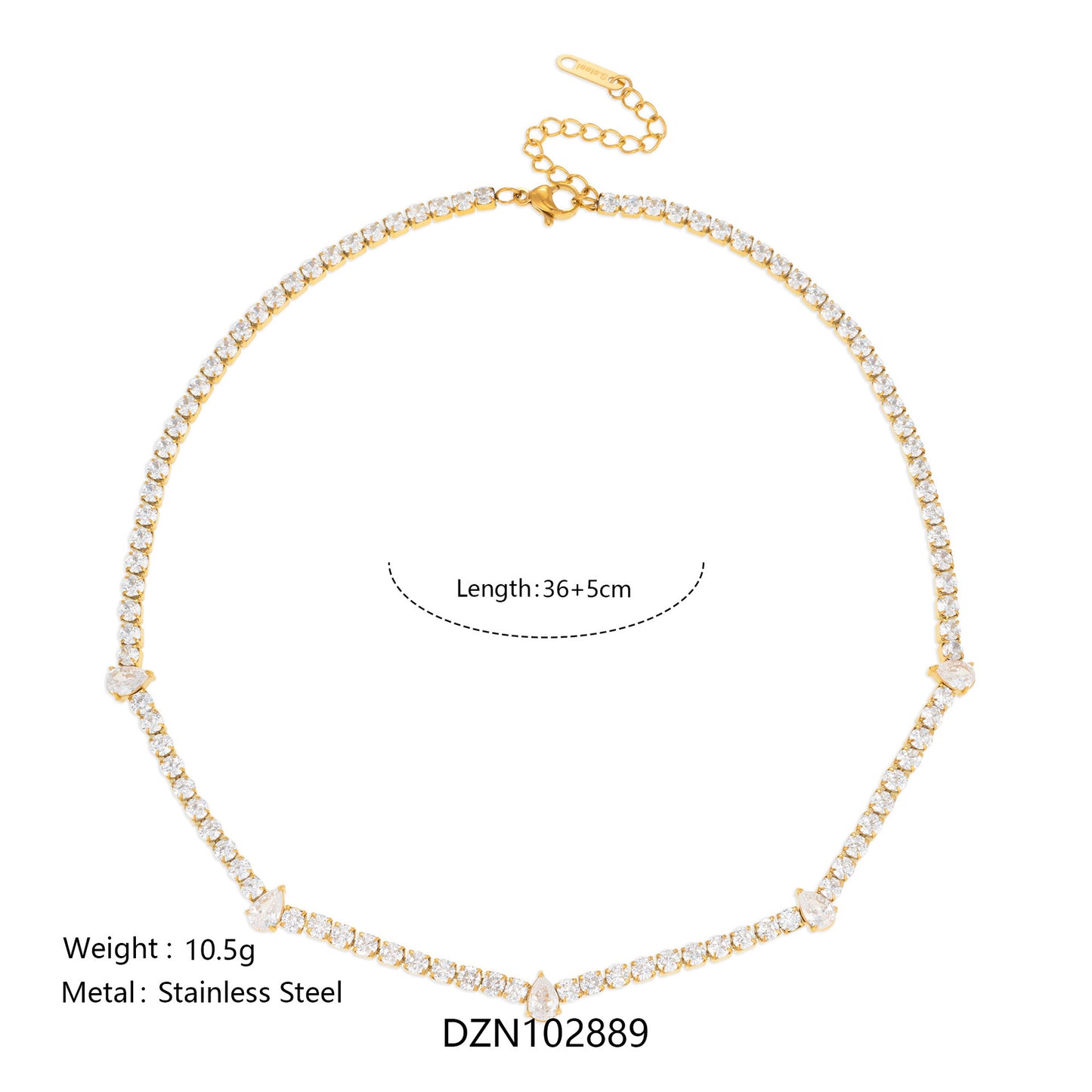 Tennis Chain Real Gold Super Flash Drill Clavicle Light Luxury Necklace
