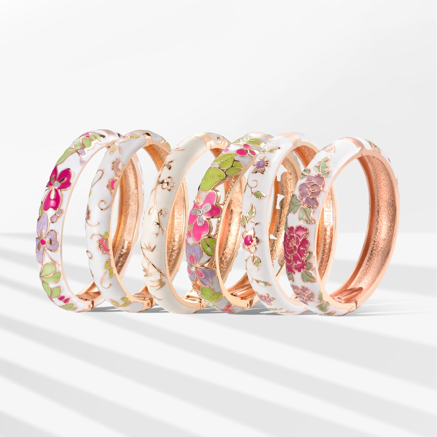 Darcy Cloisonne White Dripping Enamel Opening National Bracelet