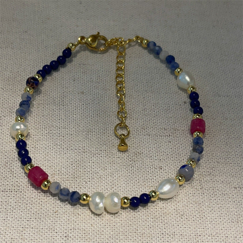 Personality Baroque Irregular Rose Stone Freshwater Pearl Female Temperament Drawable Jewelry Set