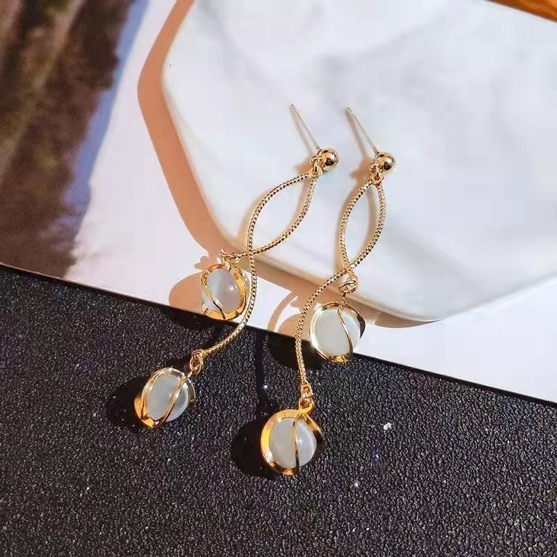 Long Opal High-grade Show Temperamental Personality Fashion Generous Female Earrings