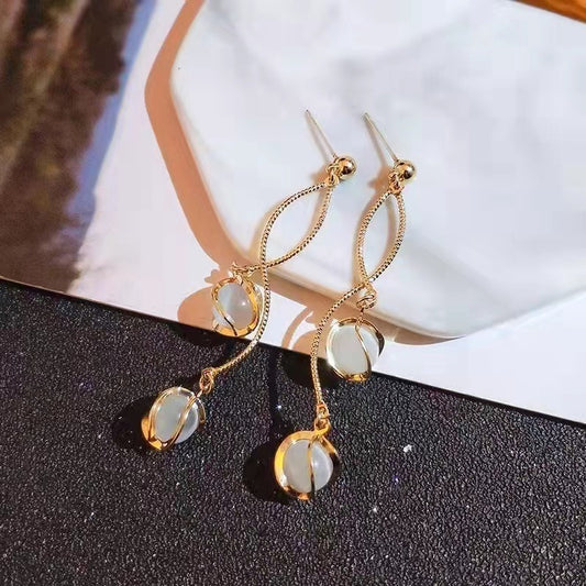 Long Opal High-grade Show Temperamental Personality Fashion Generous Female Earrings